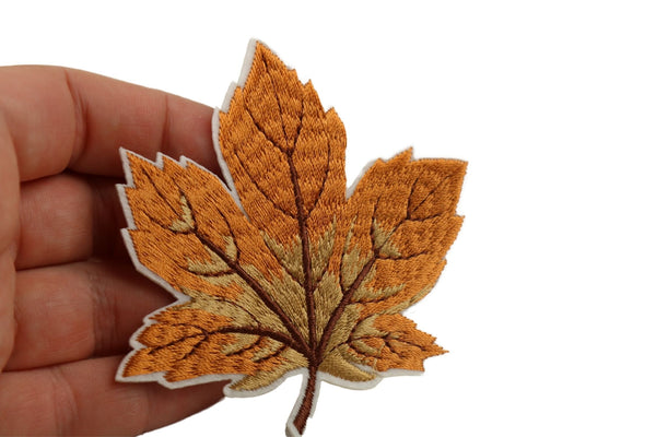 10 Pcs Maple Leaf Patch, Light Brown 3.1 Inch Iron On Patch Embroidery, Sycamore leaf Patch, Sew On Patch, Embroidered Patch, Applique