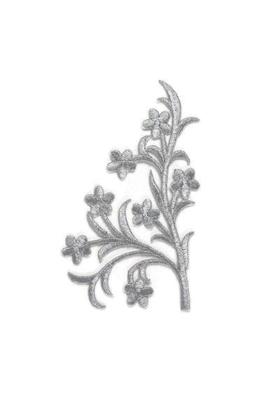 Silver Floral Patch 5.7x3.14 Inches Iron On Patch Embroidery, Celtic Custom Patch, High Quality Sew On Badge for Denim, Sew On Patch