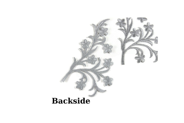 Silver Floral Patch 5.7x3.14 Inches Iron On Patch Embroidery, Celtic Custom Patch, High Quality Sew On Badge for Denim, Sew On Patch