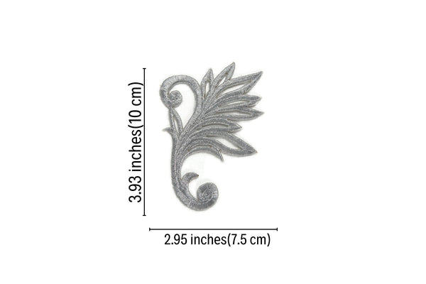 Silver Floral Patch 3.93x2.95 Inches Iron On Patch Embroidery, Celtic Custom Patch, High Quality Sew On Badge for Denim, Sew On Patch