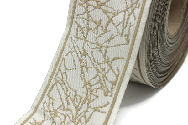 2.75" Roots Embroidered Drapery Trims, 70mm Jacquard Trims, Sewing Trim, Curtain trims, Jacquard Ribbons, Drapery Banding 70031 C10