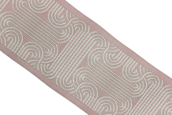 2.7" Embroidery Curtain Trim, Pink and White Color Jacquard Ribbon for Curtains, Drapery Banding, Drapery Trim Tape, Woven Border 205 V3