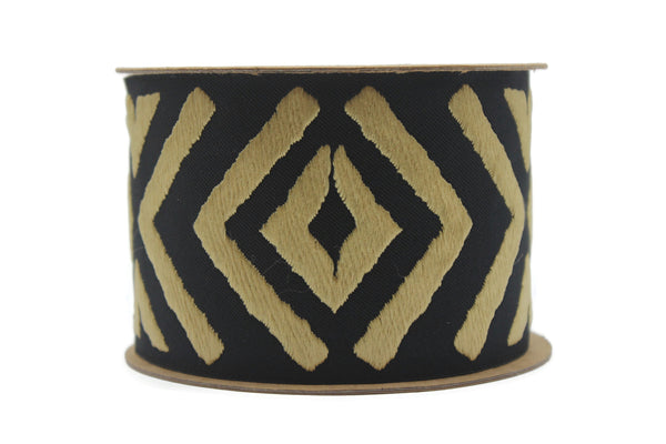 2.7" Embroidery Curtain Trim, Tuscan Color Jacquard Ribbon for Curtains, Drapery Banding, Drapery Trim Tape, Woven Border 207 V8