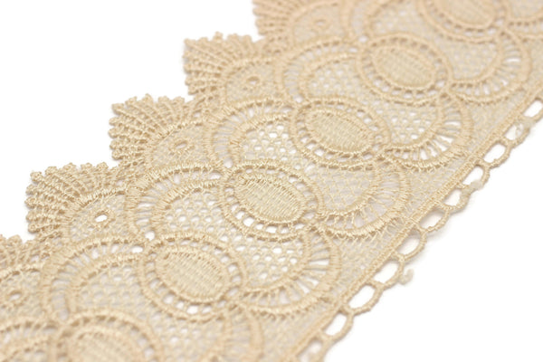 80mm 8 Meters Beige Bridal Guipure Lace Trim | 3.14 Inc Wide Lace Trim | Geometric Bridal Lace | French Guipure | Guipure Lace Fabric TRM80