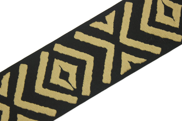 2.7" Embroidery Curtain Trim, Tuscan Color Jacquard Ribbon for Curtains, Drapery Banding, Drapery Trim Tape, Woven Border 207 V8