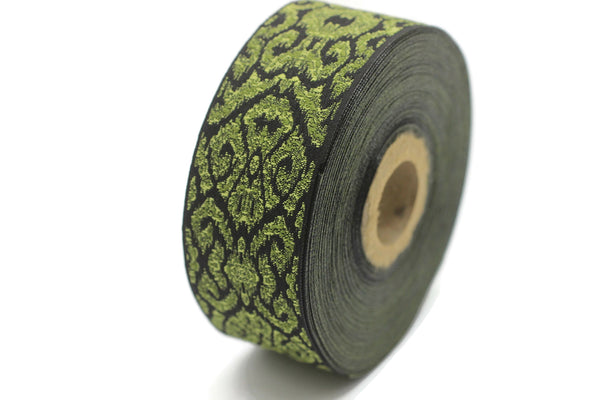 35 mm Celtic Knot Green jacquard Ribbons (1.37 inches) ribbon trim, jacquard trim, craft supplies, collar supply, trim, 35336 V5