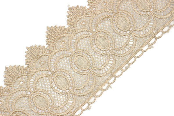 80mm 8 Meters Beige Bridal Guipure Lace Trim | 3.14 Inc Wide Lace Trim | Geometric Bridal Lace | French Guipure | Guipure Lace Fabric TRM80