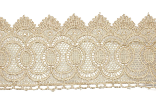 80mm 8 Meters Beige Bridal Guipure Lace Trim | 3.14 Inc Wide Lace Trim | Geometric Bridal Lace | French Guipure | Guipure Lace Fabric TRM80