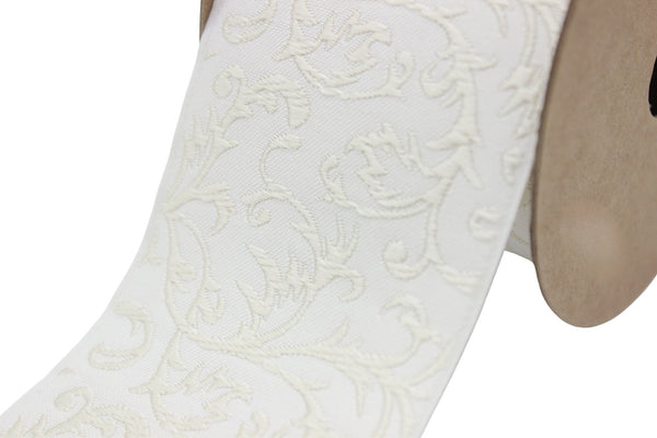 2.7" Embroidery Curtain Trim, Cream Color Jacquard Ribbon for Curtains, Drapery Banding, Drapery Trim Tape, Woven Border 212 V2