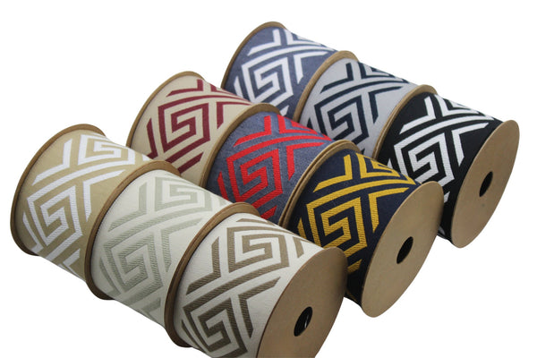 68 mm Geometric Ribbons (2.67 inch), Jacquard Trims, Sewing Trim, drapery trim, Curtain trims, Jacquard Ribbons, trim for drapery, 174 V4