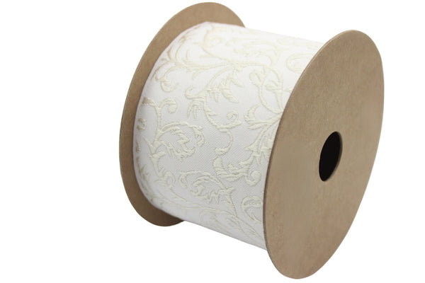 2.7" Embroidery Curtain Trim, Cream Color Jacquard Ribbon for Curtains, Drapery Banding, Drapery Trim Tape, Woven Border 212 V2
