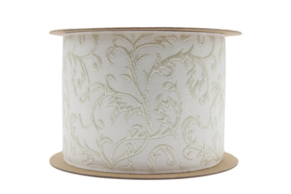 2.7" Embroidery Curtain Trim, Cream Color Jacquard Ribbon for Curtains, Drapery Banding, Drapery Trim Tape, Woven Border 212 V2