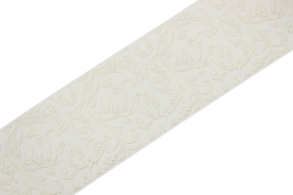 2.7" Embroidery Curtain Trim, Cream Color Jacquard Ribbon for Curtains, Drapery Banding, Drapery Trim Tape, Woven Border 212 V2