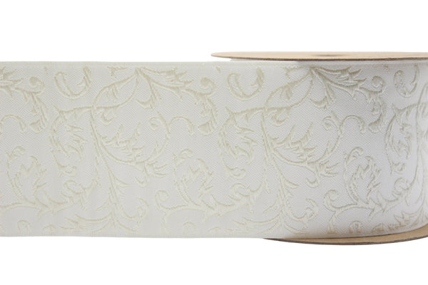 2.7" Embroidery Curtain Trim, Cream Color Jacquard Ribbon for Curtains, Drapery Banding, Drapery Trim Tape, Woven Border 212 V2