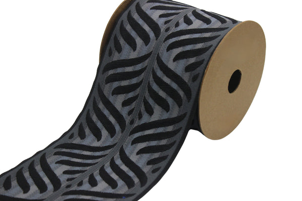 3.93" Leaf Trim Tape, Upholstery Trim, Fabric Trimmings, Drapery Banding Trim Tape, Jacquard Ribbon, curtain trim ideas 214 V7