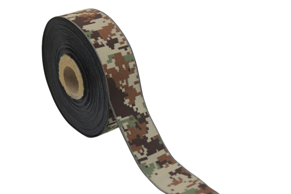 28 mm Military Jacquard Trims (1.10 inches), Army Camouflage Woven Trim, Army Uniform Ribbon 28328 V2