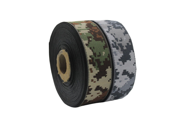 28 mm Military Jacquard Trims (1.10 inches), Army Camouflage Woven Trim, Army Uniform Ribbon 28328 V2