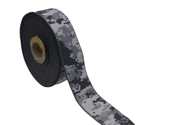 28 mm Military Jacquard Trims (1.10 inches), Air Force Camouflage Woven Trim, Army Uniform Ribbon 28328 V1