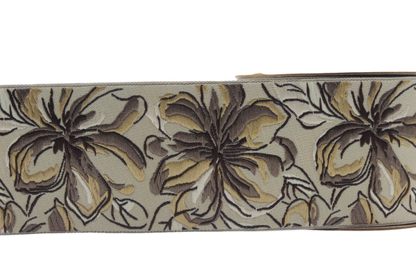 2.67" Brown Florals Trim Tape, Upholstery Trim, Fabric Trimmings, Drapery Banding Trim Tape, Jacquard Ribbon, curtain trim ideas 217 V4