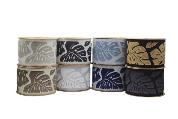 2.67" Fig Leaf Trim Tape, Upholstery Trim, Fabric Trimmings, Drapery Banding Trim Tape, Jacquard Ribbon, curtain trim ideas 192 V2