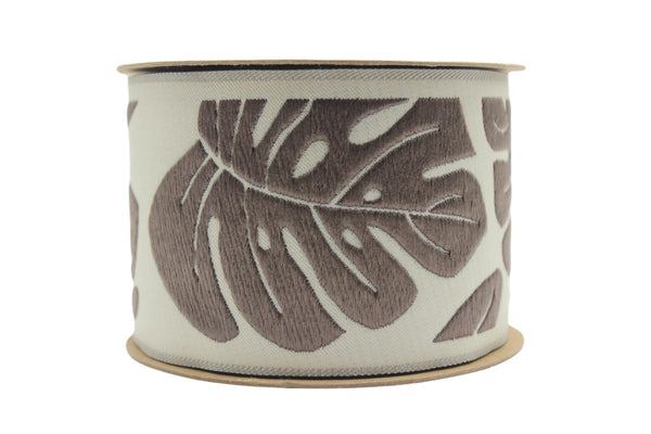 2.67" Fig Leaf Trim Tape, Upholstery Trim, Fabric Trimmings, Drapery Banding Trim Tape, Jacquard Ribbon, curtain trim ideas 192 V2
