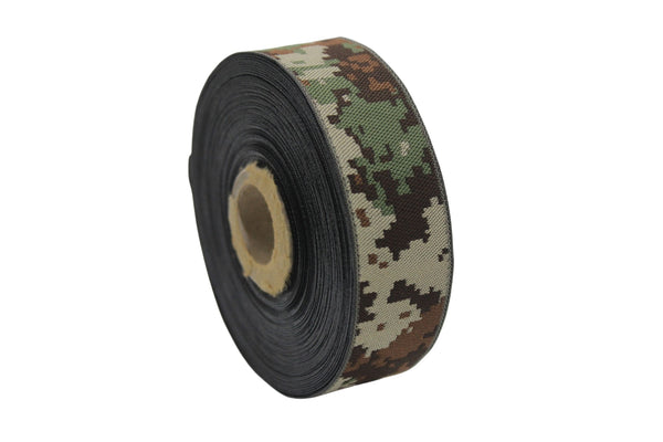 28 mm Military Jacquard Trims (1.10 inches), Army Camouflage Woven Trim, Army Uniform Ribbon 28328 V2