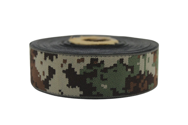 28 mm Military Jacquard Trims (1.10 inches), Army Camouflage Woven Trim, Army Uniform Ribbon 28328 V2