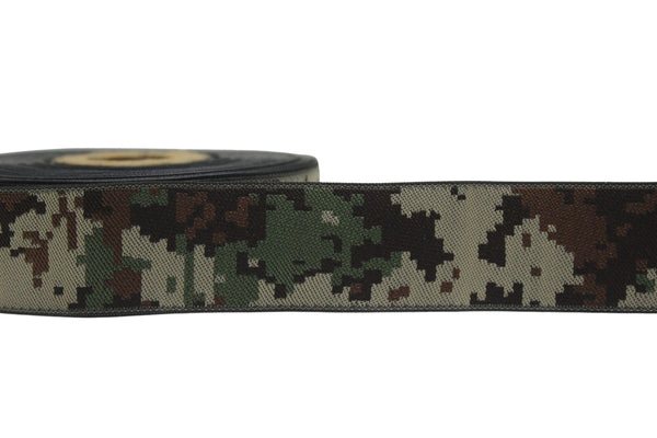 28 mm Military Jacquard Trims (1.10 inches), Army Camouflage Woven Trim, Army Uniform Ribbon 28328 V2