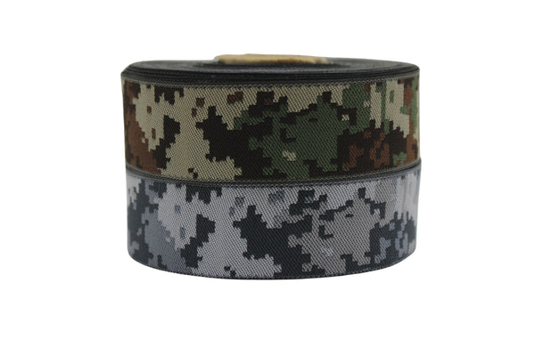 28 mm Military Jacquard Trims (1.10 inches), Army Camouflage Woven Trim, Army Uniform Ribbon 28328 V2