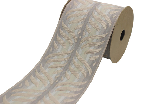3.93" Leaf Trim Tape, Upholstery Trim, Fabric Trimmings, Drapery Banding Trim Tape, Jacquard Ribbon, curtain trim ideas 214 V2