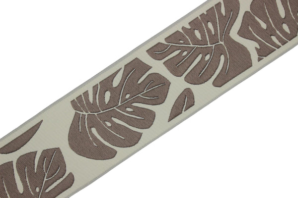 2.67" Fig Leaf Trim Tape, Upholstery Trim, Fabric Trimmings, Drapery Banding Trim Tape, Jacquard Ribbon, curtain trim ideas 192 V2