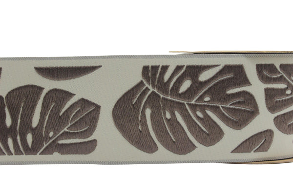 2.67" Fig Leaf Trim Tape, Upholstery Trim, Fabric Trimmings, Drapery Banding Trim Tape, Jacquard Ribbon, curtain trim ideas 192 V2