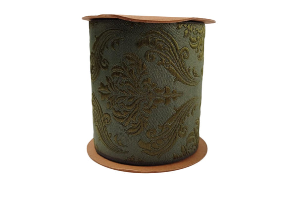 3.93" Embroidery Curtain Trim, Green Jacquard Ribbon for Curtains, Drapery Banding, Drapery Trim Tape, Woven Border 213 V7