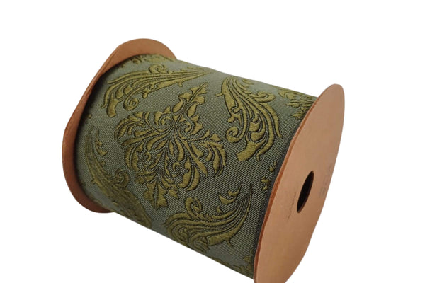 3.93" Embroidery Curtain Trim, Green Jacquard Ribbon for Curtains, Drapery Banding, Drapery Trim Tape, Woven Border 213 V7