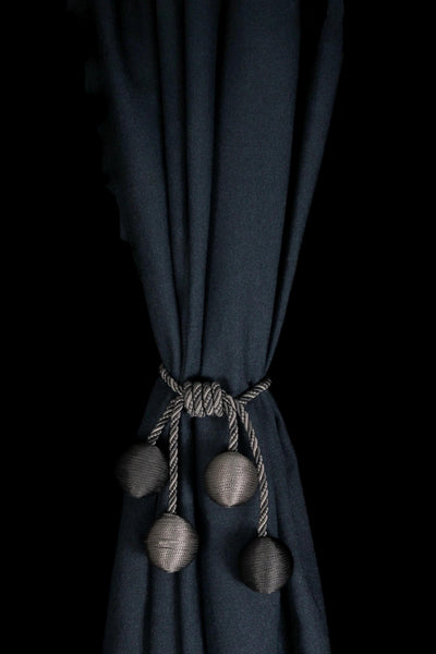 Rustic tie curtains, rope tie back, curtain tie, Gray and Silver curtain treatment, curtain holder, Tie for curtains,