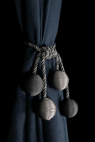 Rustic tie curtains, rope tie back, curtain tie, Gray and Silver curtain treatment, curtain holder, Tie for curtains,