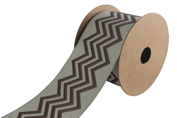 2.7" Embroidery Curtain Trim, Brown Color Jacquard Ribbon for Curtains, Drapery Banding, Drapery Trim Tape, Woven Border 184 V6