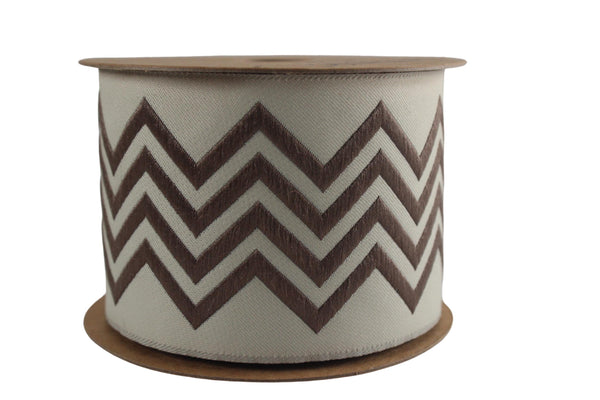 2.7" Embroidery Curtain Trim, Brown Color Jacquard Ribbon for Curtains, Drapery Banding, Drapery Trim Tape, Woven Border 184 V6