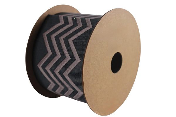 2.7" Embroidery Curtain Trim, Dark Grey Color Jacquard Ribbon for Curtains, Drapery Banding, Drapery Trim Tape, Woven Border 184 V9