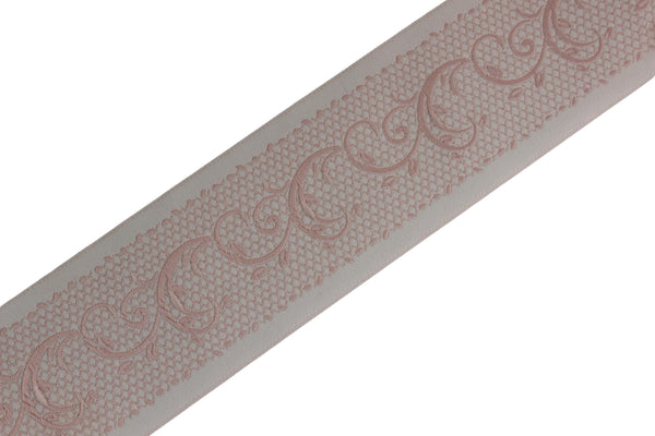 16.4 Yards 2.7" Embroidery Curtain Trim, Pink Color Jacquard Ribbon for Curtains, Drapery Banding, Drapery Trim Tape, Woven Border 189 V1