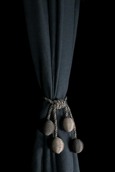 Rustic tie curtains, rope tie back, curtain tie, Gray and Silver curtain treatment, curtain holder, Tie for curtains,