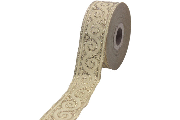 35 mm Gold Elegance Jacquard trim (1.37 inches), Jacquard ribbons, woven trim, jacquard trims, sewing tirim, trimming, 35061