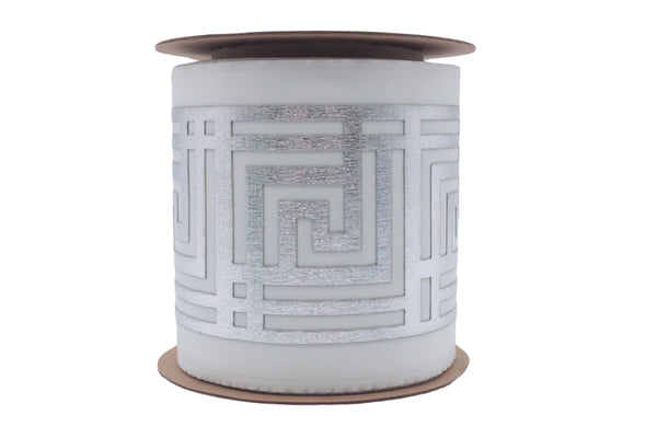 3.9" Drapery Trim Tape, Embroidery Trim Jacquard Ribbon, Drapery trim, Curtain trims, Sewing Trim, Curtains, Drapery Banding K1102 V1