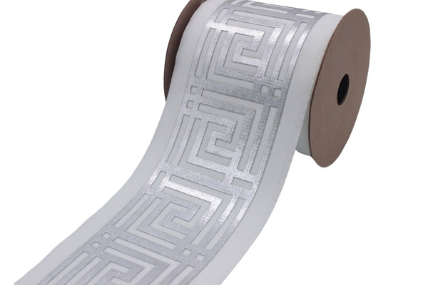 3.9" Drapery Trim Tape, Embroidery Trim Jacquard Ribbon, Drapery trim, Curtain trims, Sewing Trim, Curtains, Drapery Banding K1102 V1