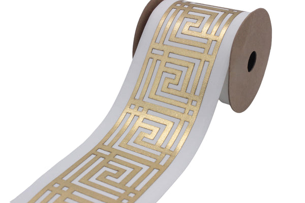 3.9" Drapery Trim Tape, Embroidery Trim Jacquard Ribbon, Drapery trim, Curtain trims, Sewing Trim, Curtains, Drapery Banding K1102 V2