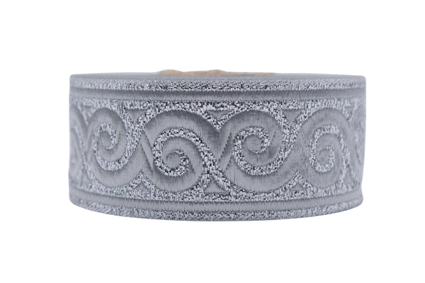 35 mm Silver Elegance Jacquard trim (1.37 inches), Jacquard ribbons, woven trim, jacquard trims, sewing tirim, trimming, 35061