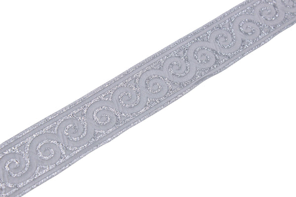 35 mm Silver Elegance Jacquard trim (1.37 inches), Jacquard ribbons, woven trim, jacquard trims, sewing tirim, trimming, 35061