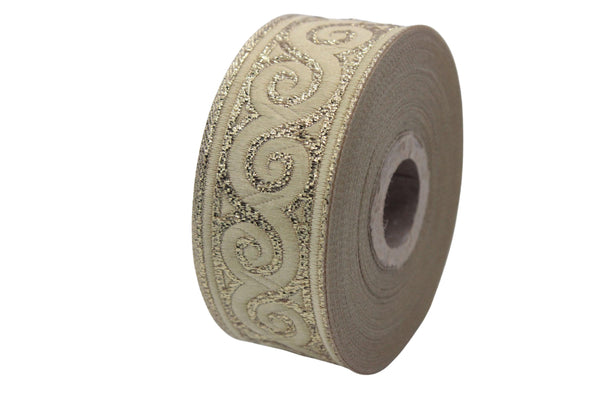 35 mm Gold Elegance Jacquard trim (1.37 inches), Jacquard ribbons, woven trim, jacquard trims, sewing tirim, trimming, 35061