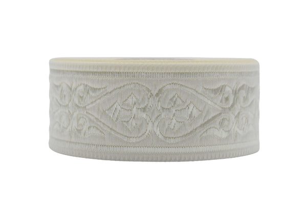 35 mm Royal Celtic Heart Jacquard ribbons, Cream (1.37 inches), Jacquard trim, ribbon trim, trimming, sewing trims, 35068