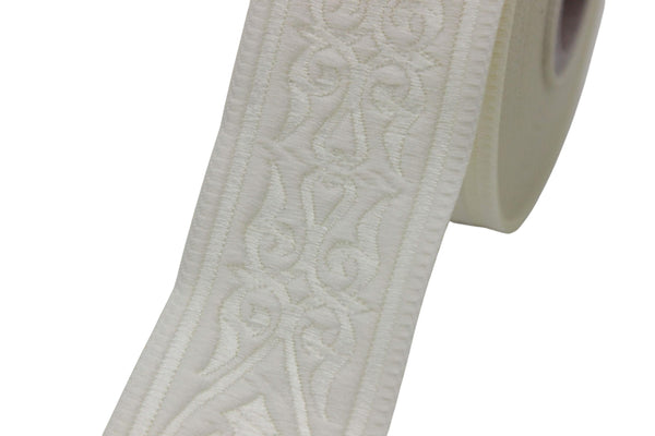 35 mm Royal Celtic Heart Jacquard ribbons, Cream (1.37 inches), Jacquard trim, ribbon trim, trimming, sewing trims, 35068